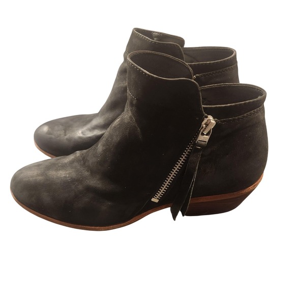 Source Unknown Shoes - Sam Edelman Boots Womens Size 8.5 W Black Leather Ankle Booties Zip Low Heel